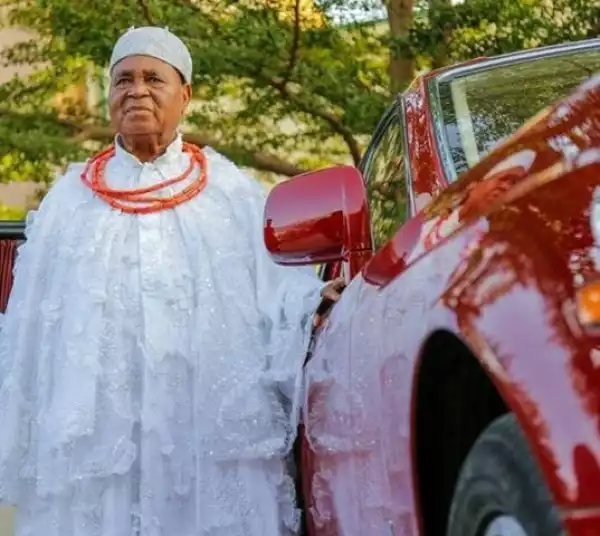 Esama of Benin, Chief Gabriel Igbinedion Poses Beside His Luxury Car (Photos)